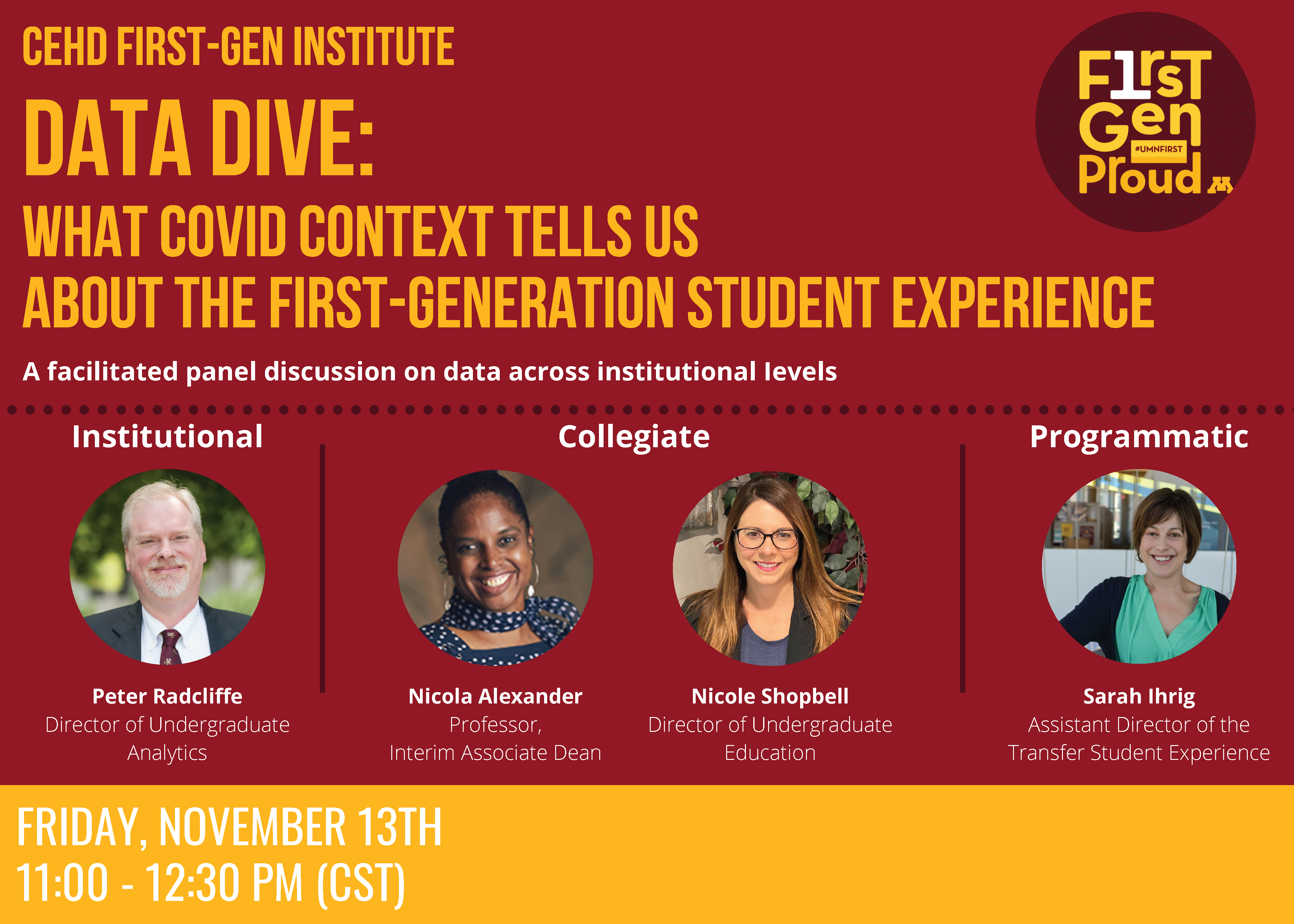 What COVID context tells us about the first generation student experience: a panel discussion held November 13, 2020