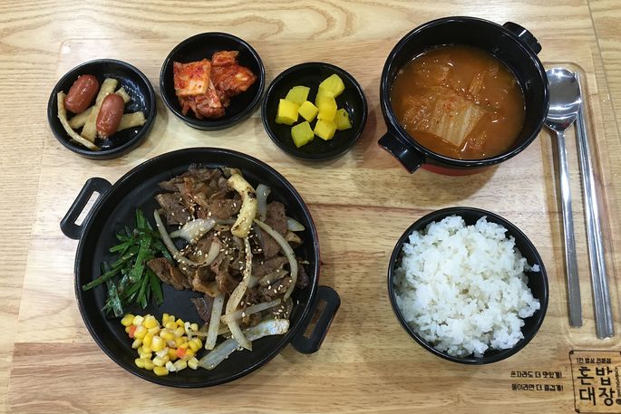 Table setting of food in South Korea