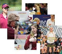 Covers of the six women coaches report card series reports